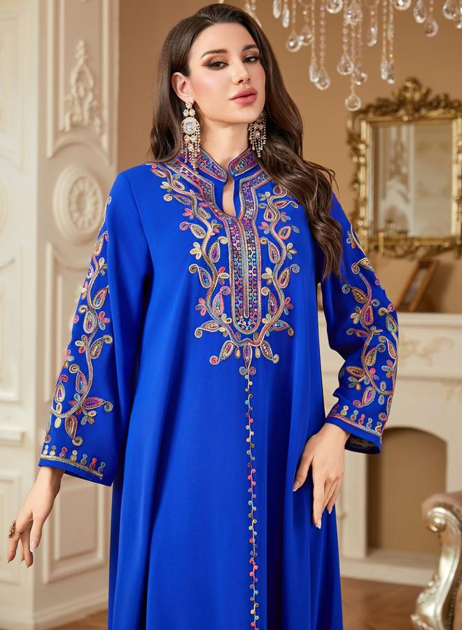 Take Two Women Embroidered Notch Neck Jalabiya - Image 1